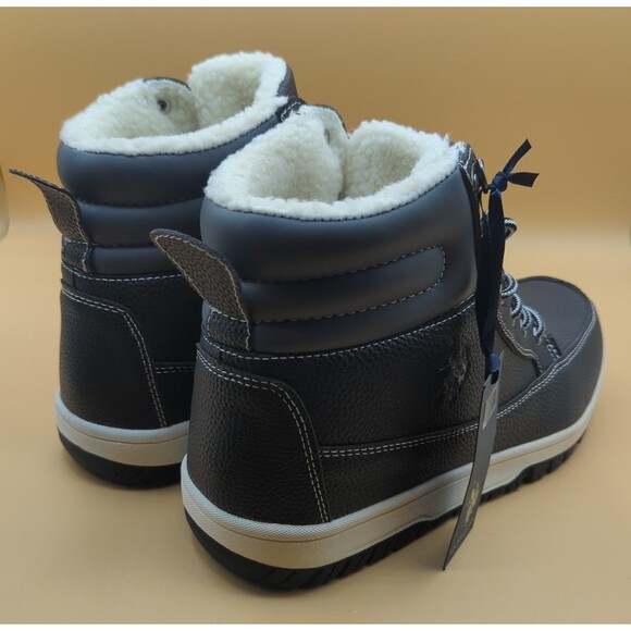 U.S. Polo Assn Men\'s Soren Black Faux Leather Boots Sz 10.5 M Sherpa Lined